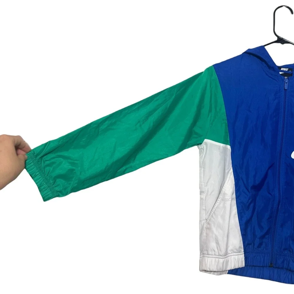 Nike Retro Athleisure Windbreaker Jacket Blue‎ Green Colorblock Boys Size Large